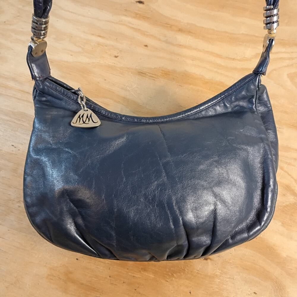 Vintage Morris Moskowitz Genuine Leather Blue Small Shoulder Bag Purse MM Charm